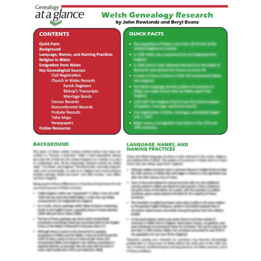 Genealogy at a Glance: Welsh Genealogy Research Reference Books