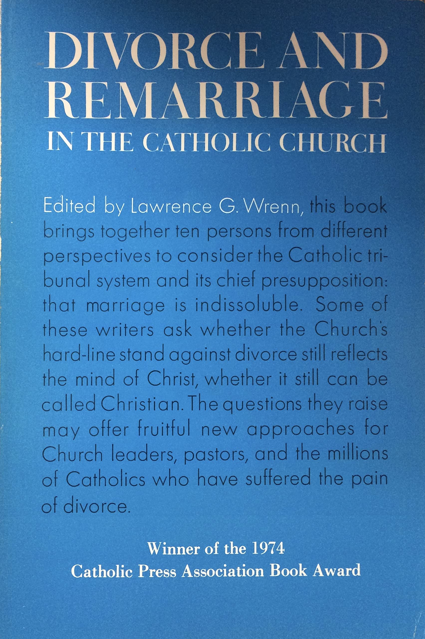 Divorce and Re-Marriage in the Catholic Church Books