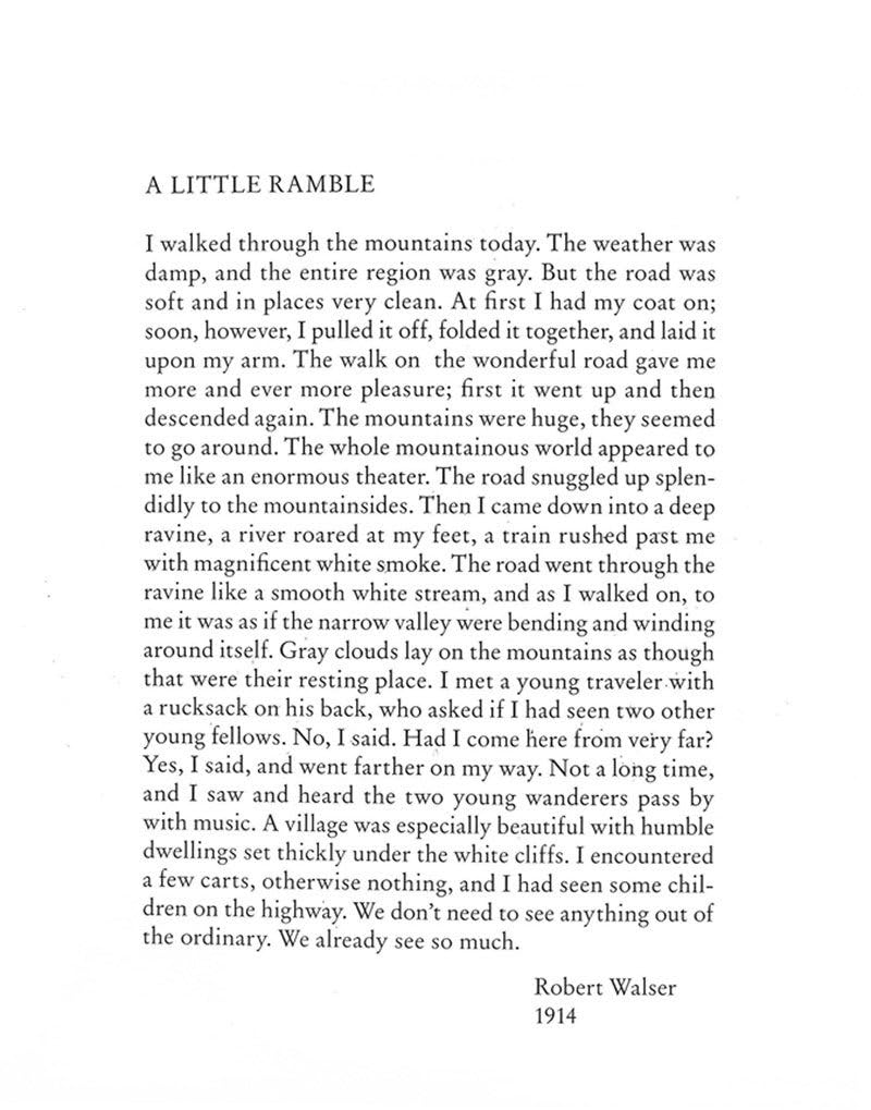 A Little Ramble: In the Spirit of Robert Walser Contemporary literature