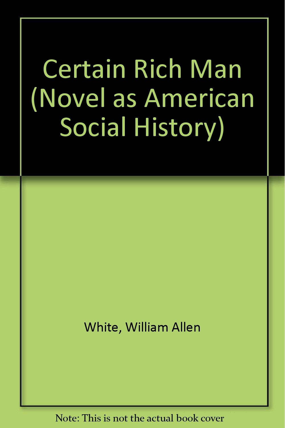 A Certain Rich Man. (Novel as American Social History S.) Contemporary literature