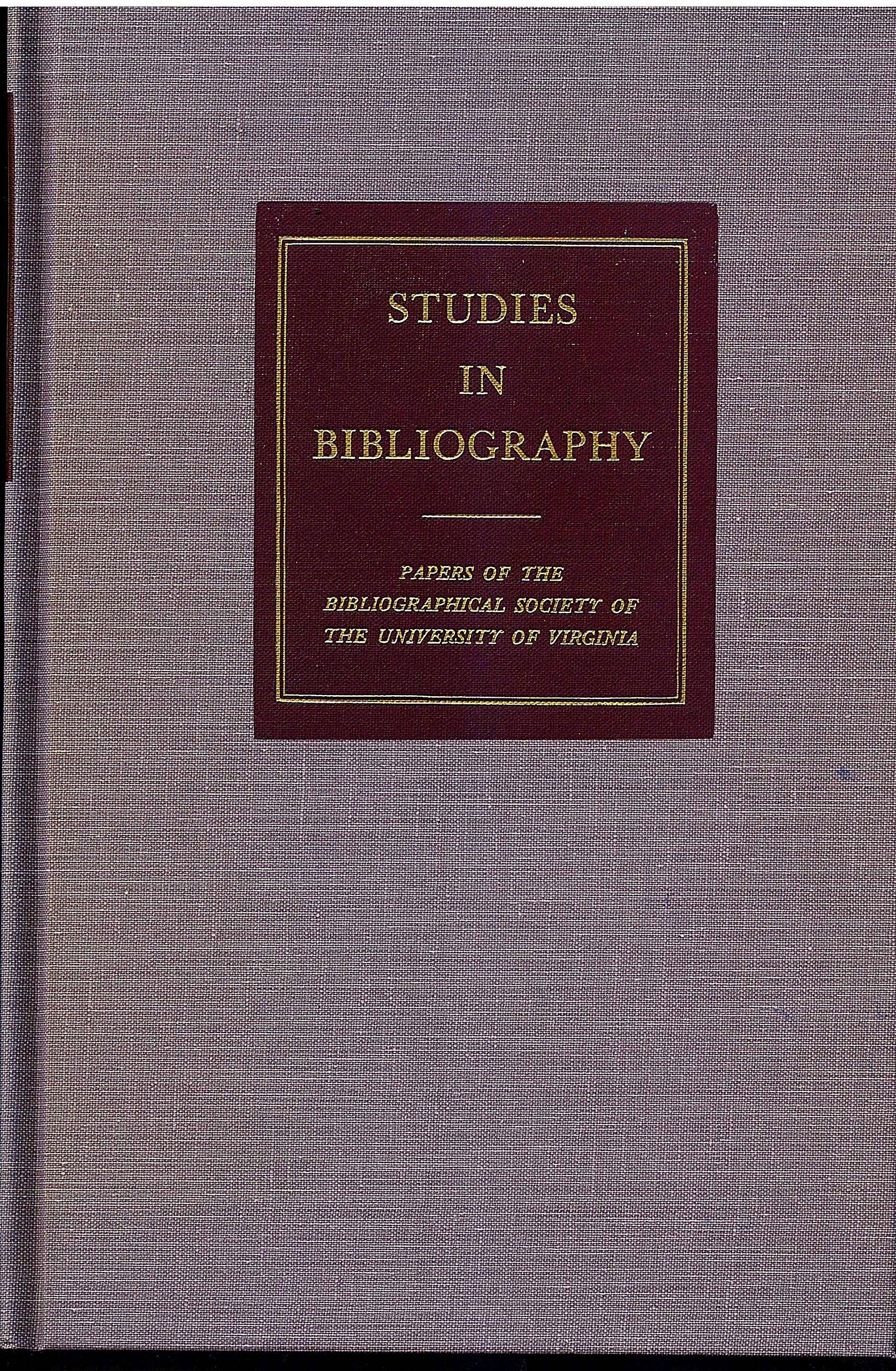 Studies in Bibliography (52): Papers of the Bibliographical Society of the University of Virginia Social Sciences