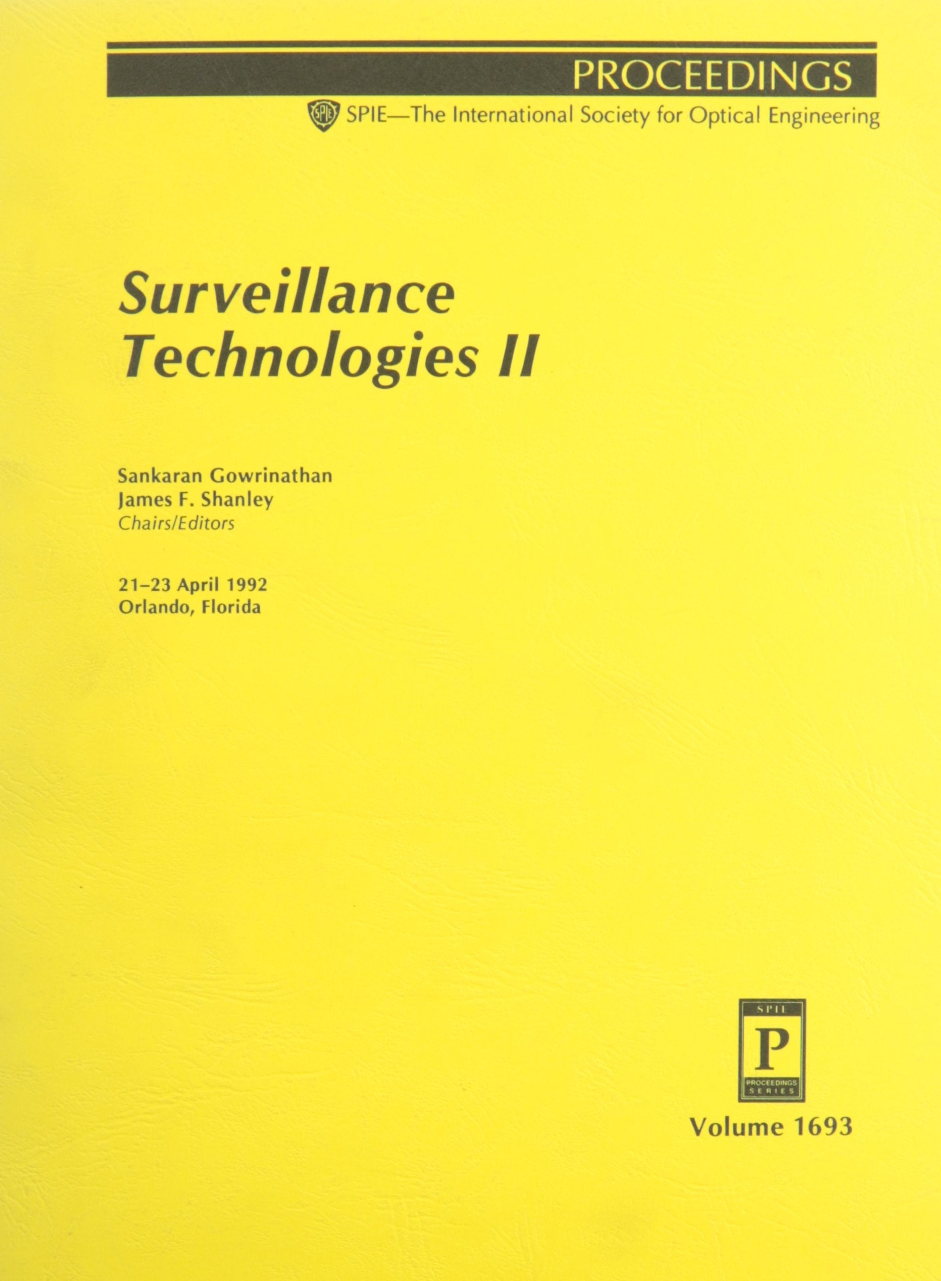 Surveillance Technologies II: 21-23 April 1992 Orlando, Florida (Proceedings of Spie) Mathematics