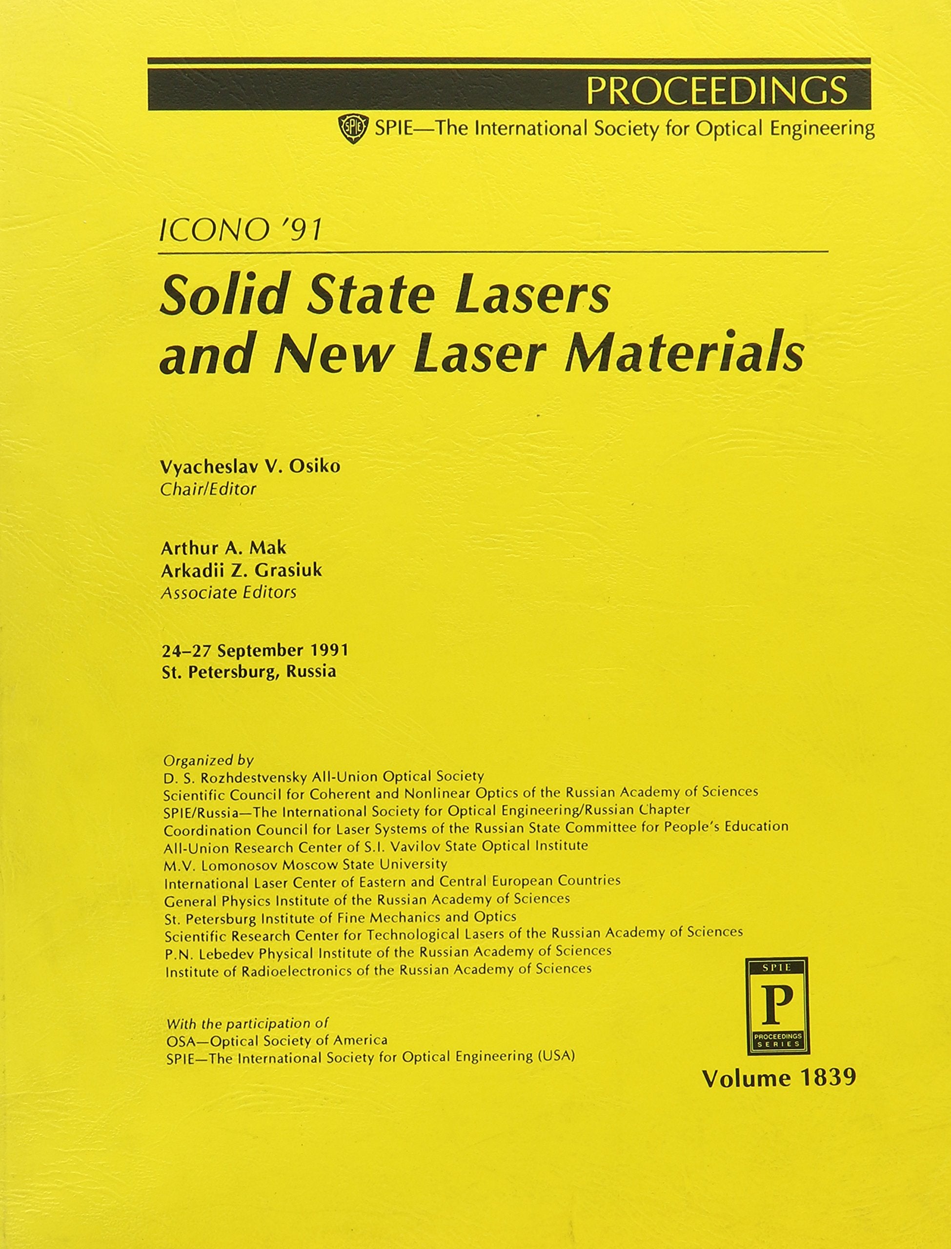 Solid State Lasers and New Laser Materials (Proceedings of Spie) Business & Technology