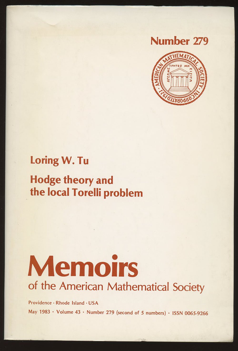 Hodge Theory and the Local Torelli Problem (Memoirs of the American Mathematical Society) Mathematics