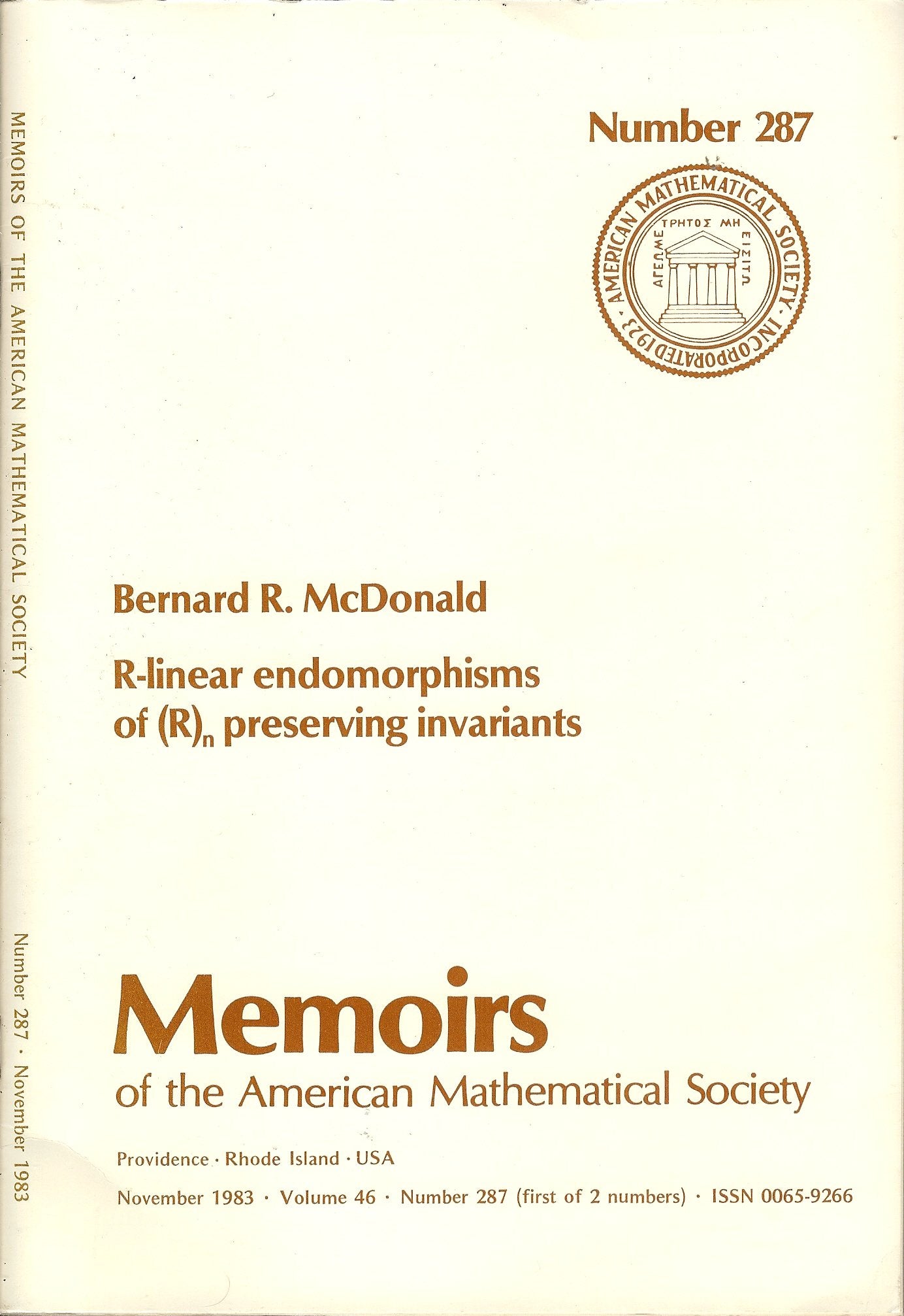 R-Linear Endomorphisms of (Memoirs of the American Mathematical Society) Mathematics