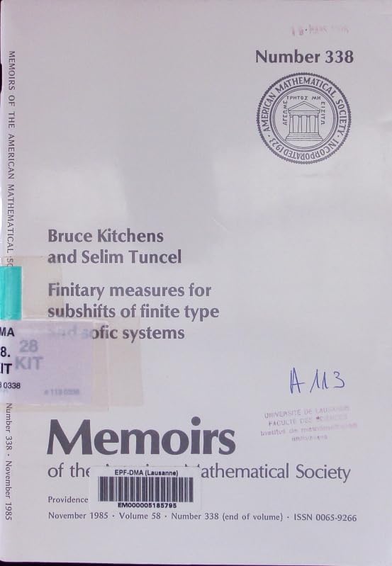 Finitary Measures for Subshifts of Finite Type and Sofic Systems (Memoirs of the American Mathematical Society) Mathematics