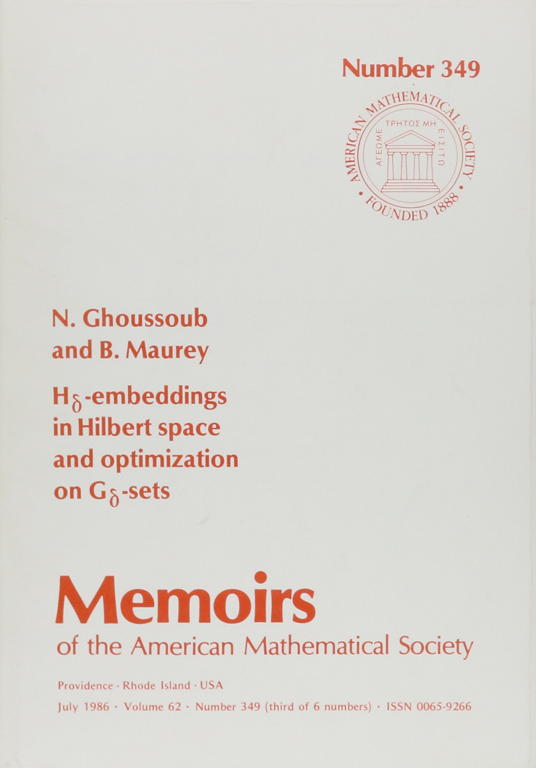 H-Embeddings in Hilbert Space and Optimization on G-Sets (Memoirs of the American Mathematical Society) Mathematics