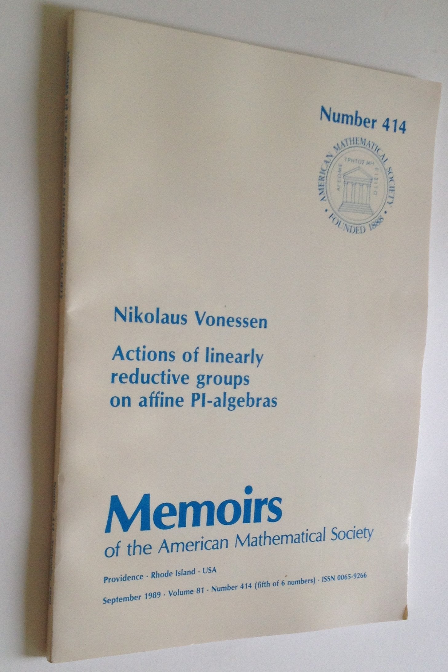 Actions of Linearly Reductive Groups on Affine Pi Algebras (Memoirs of the American Mathematical Society) Mathematics