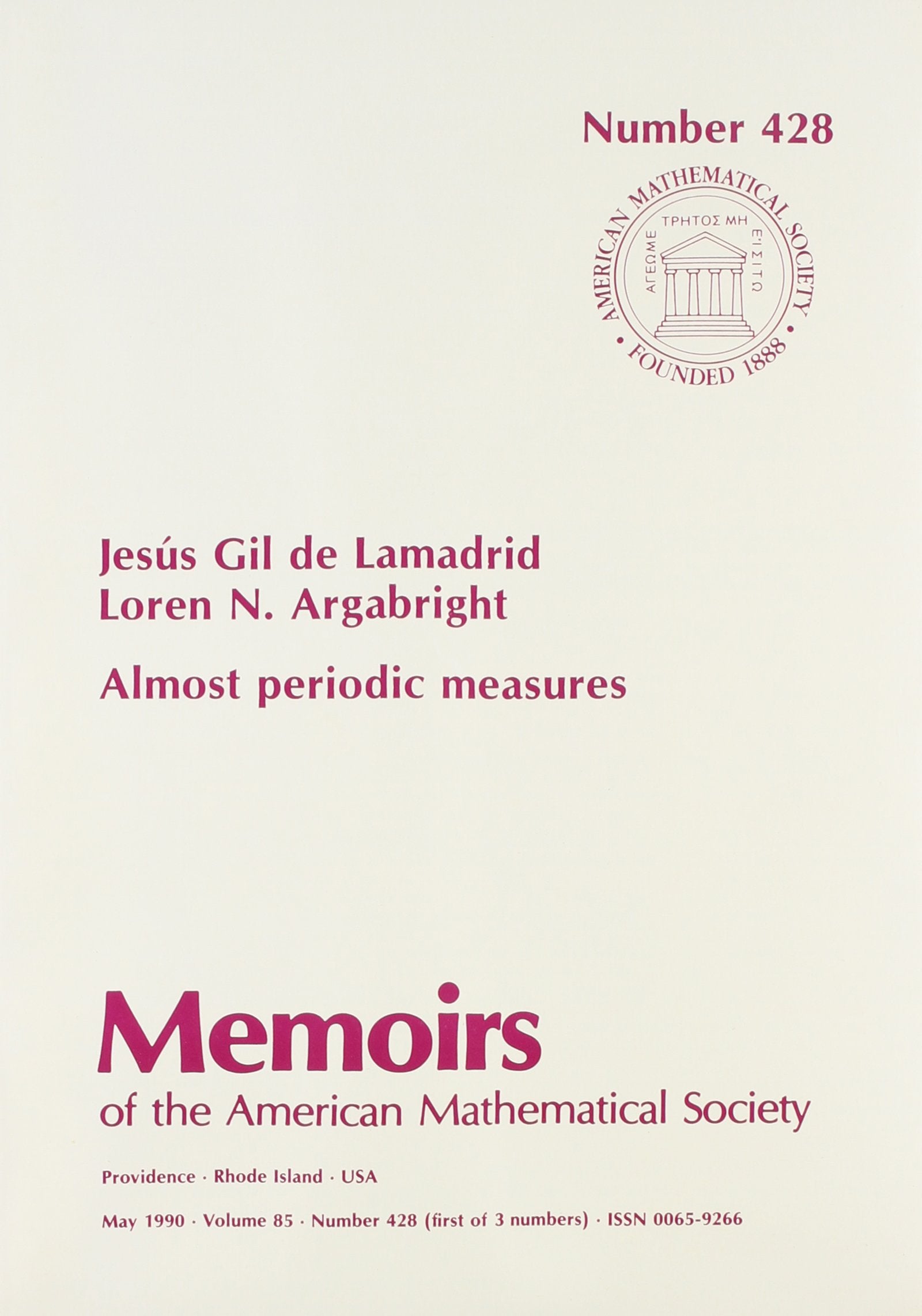 Almost Periodic Measures (Memoirs of the American Mathematical Society) Mathematics