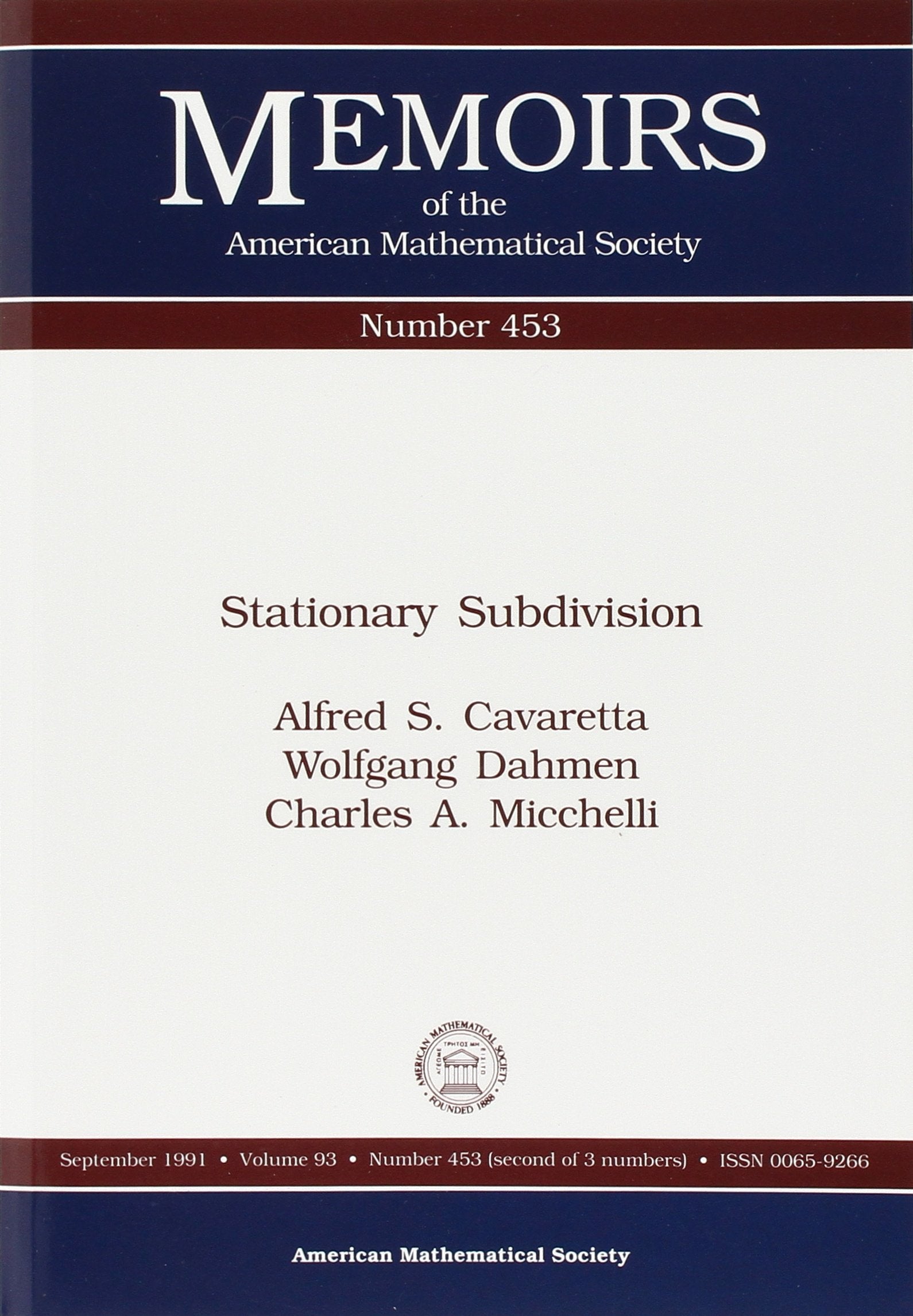 Stationary Subdivision (Memoirs of the American Mathematical Society) Mathematics