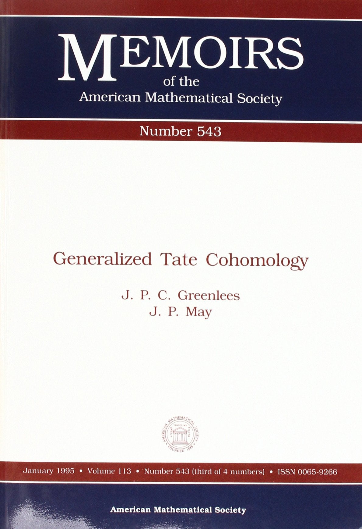 Generalized Tate Cohomology (Memoirs of the American Mathematical Society) Mathematics
