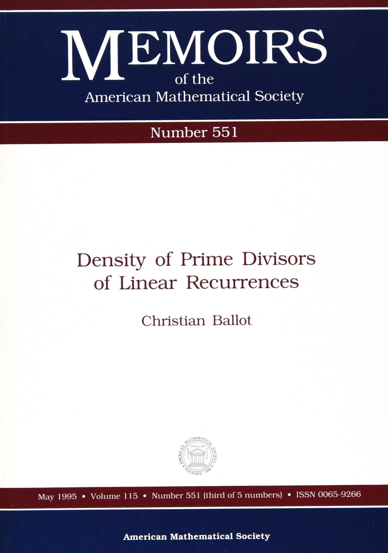 Density of Prime Divisors of Linear Recurrences (Memoirs of the American Mathematical Society) Mathematics