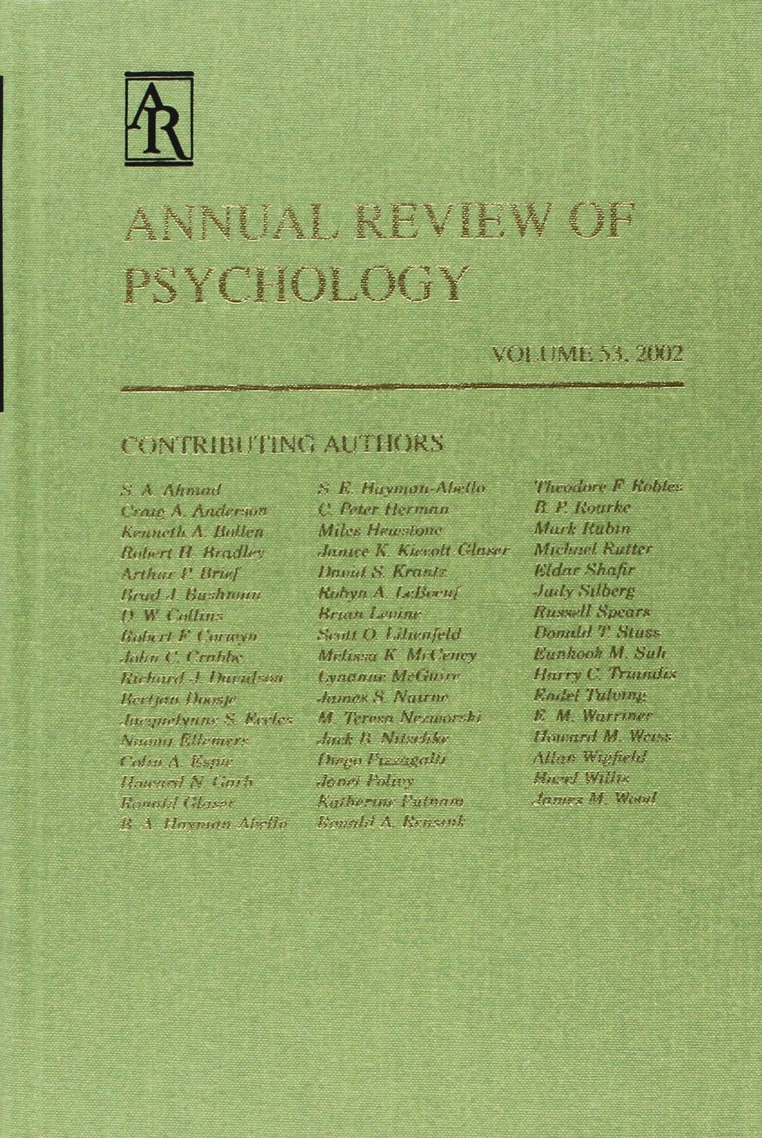 Annual Review of Psychology: 2002 Psychology