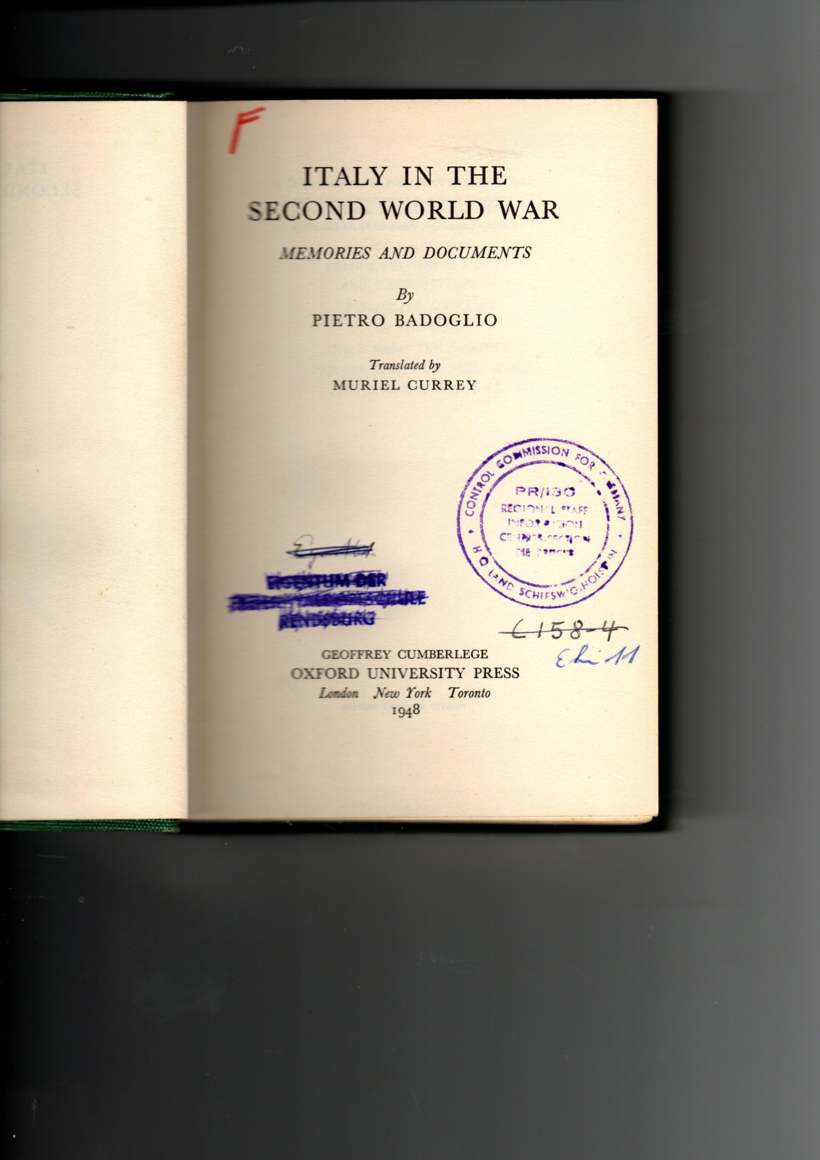 Italy in the Second World War: Memories and Documents Politics & History