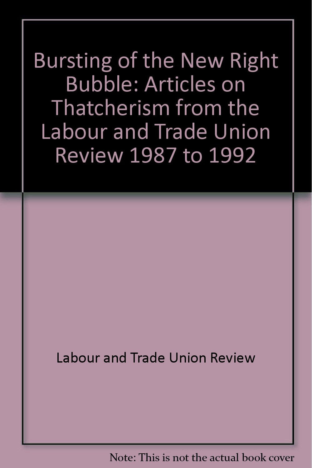 Bursting of the New Right Bubble: Articles on Thatcherism from the Labour and Trade Union Review 1987 to 1992 Politics & History
