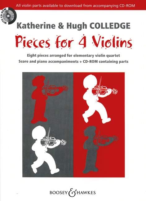 Pieces for 4 Violins: Eight pieces arranged for elementary violin quartet. 4 Violinen. Ausgabe mit CD-ROM. Sheet Music
