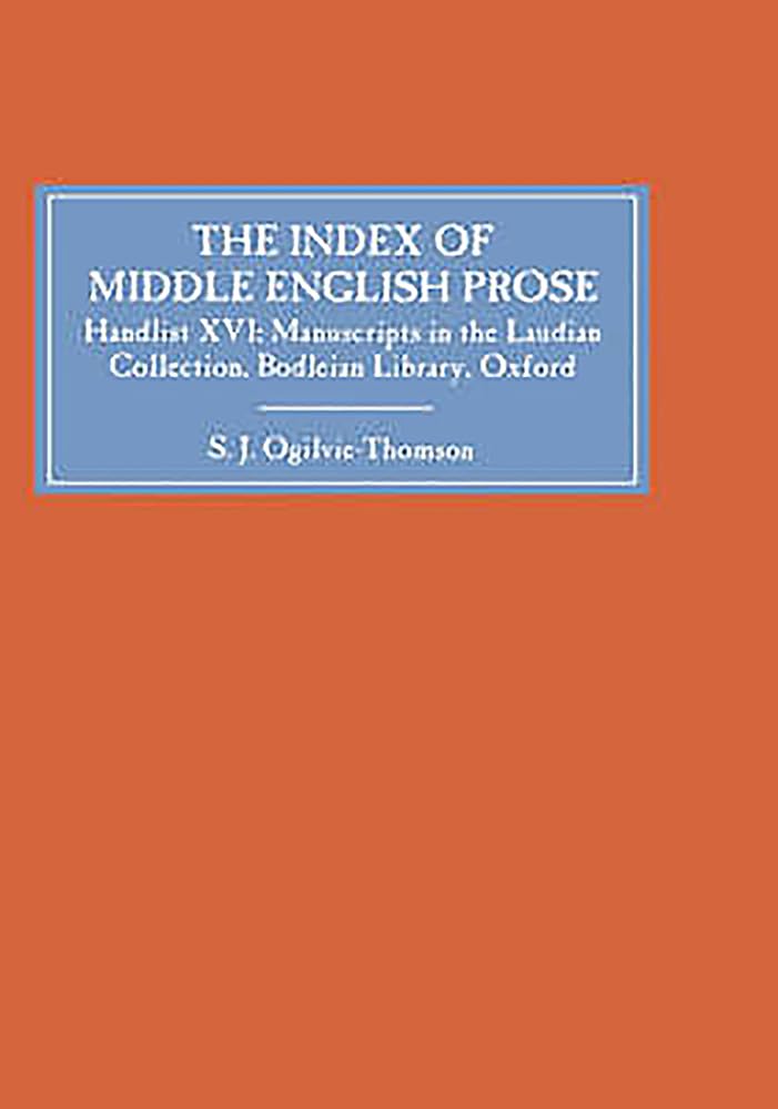 The Index of Middle English Prose Essays & Short Stories