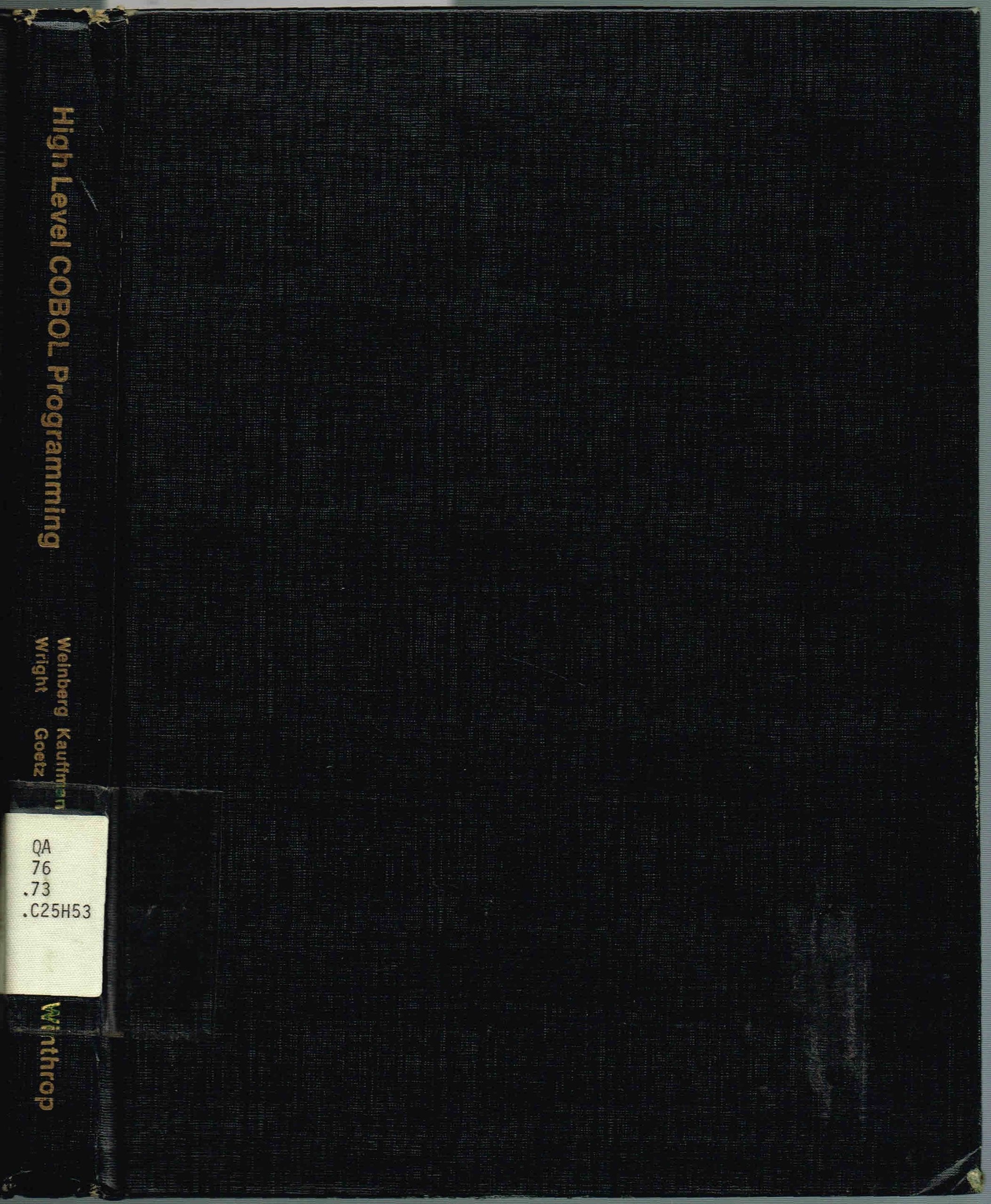 Product Image: High level Cobol programming (Winthrop computer systems series)