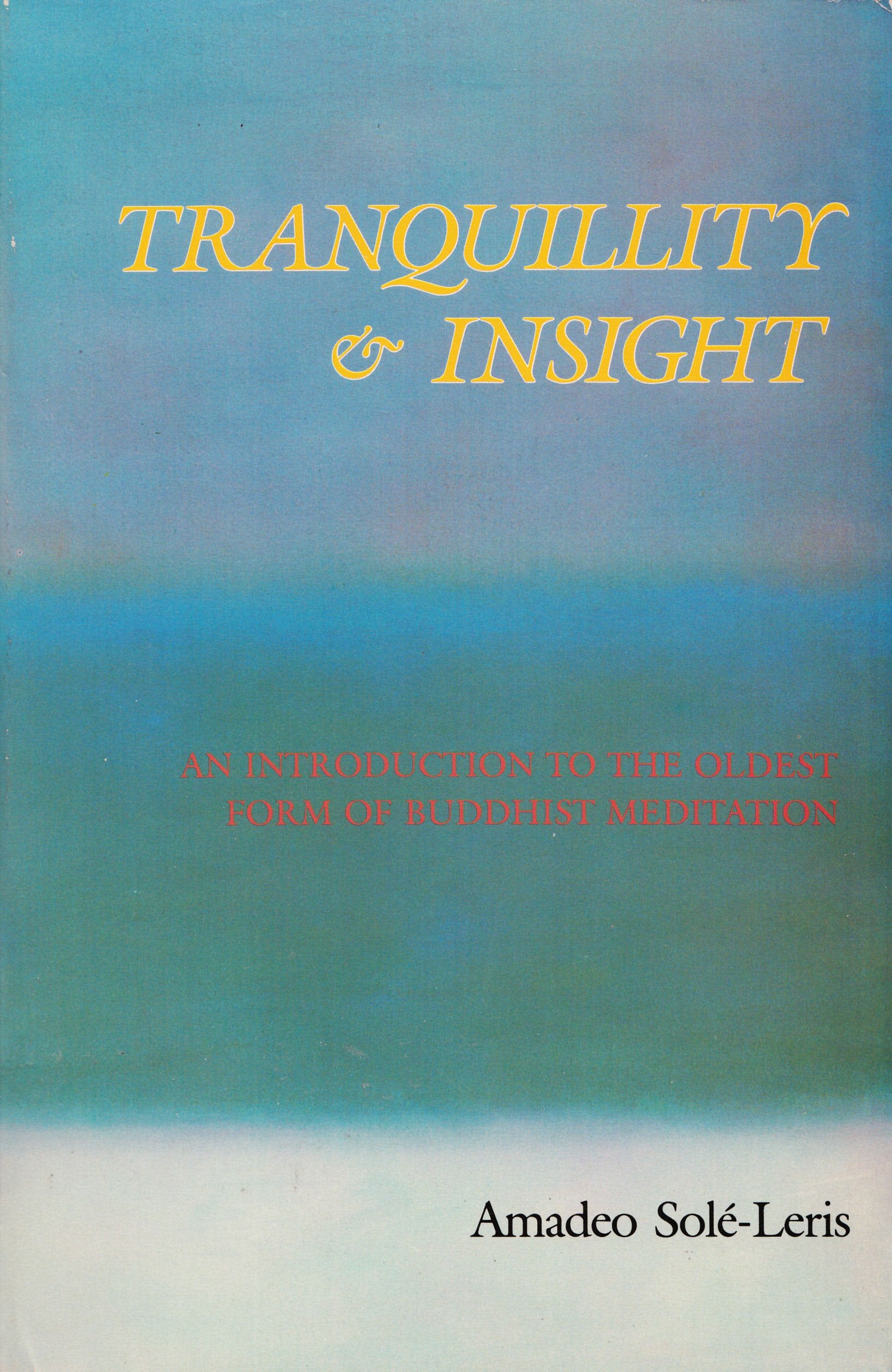 Tranquillity and Insiight: an Introduction to the Oldest Form of Buddhist Meditation Religion & Esotericism