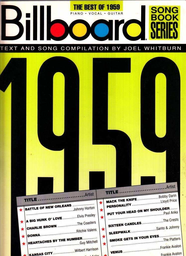 Best Of 1959, The Billboard Songbook See 490007 Sheet Music