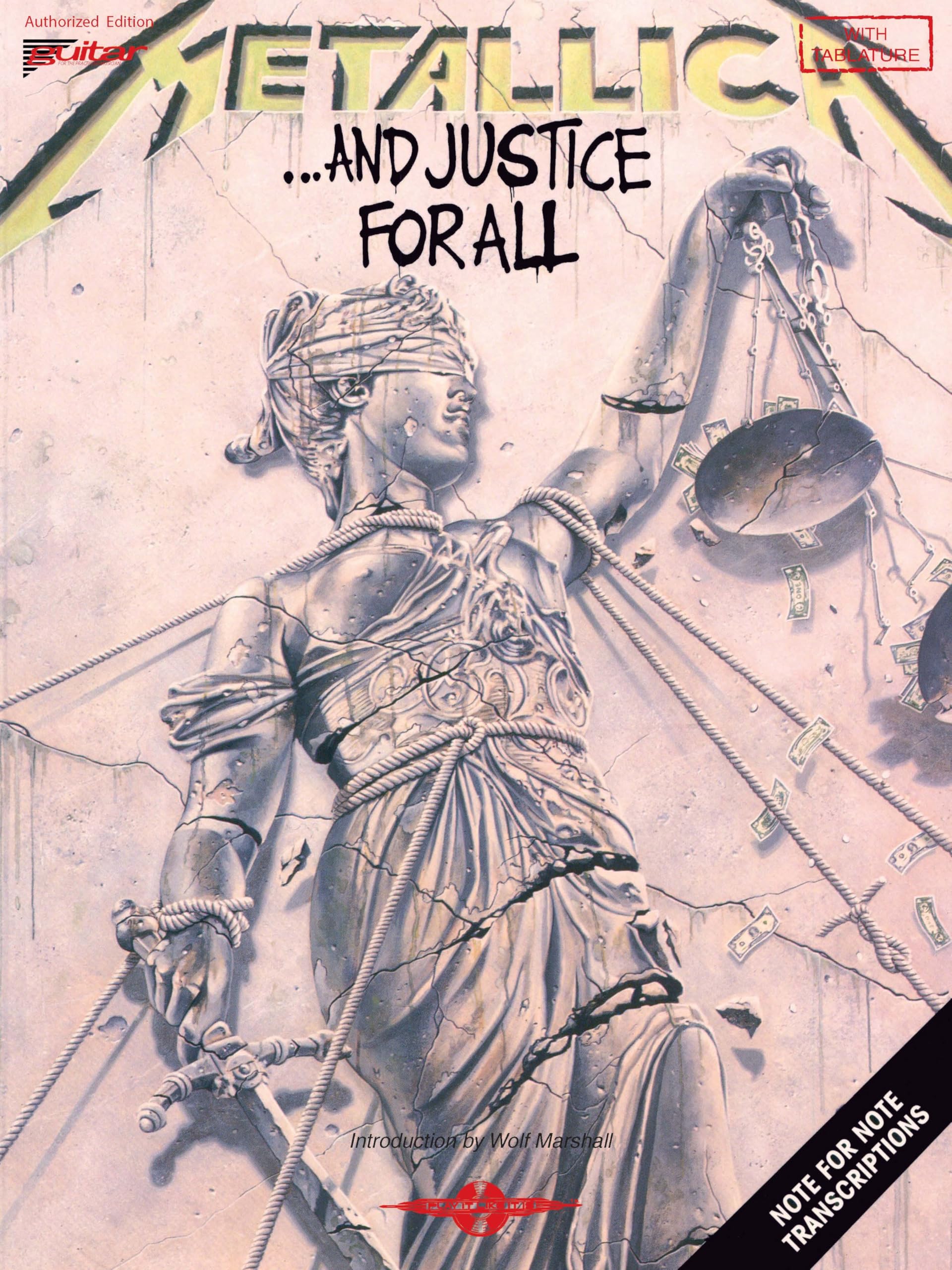 Metallica ...and Justice for All Guitar Tablature Songbook with Authentic Transcriptions Play It Like It Is Sheet Music for Electric Guitar Includes 9 Classic Metal Tracks book