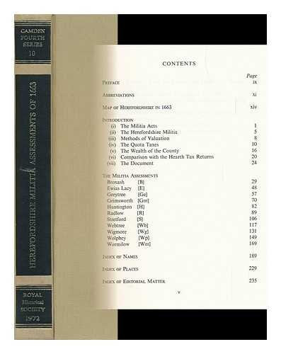 Herefordshire Militia Assessments of 1663 (Camden Fourth Series) Politics & History