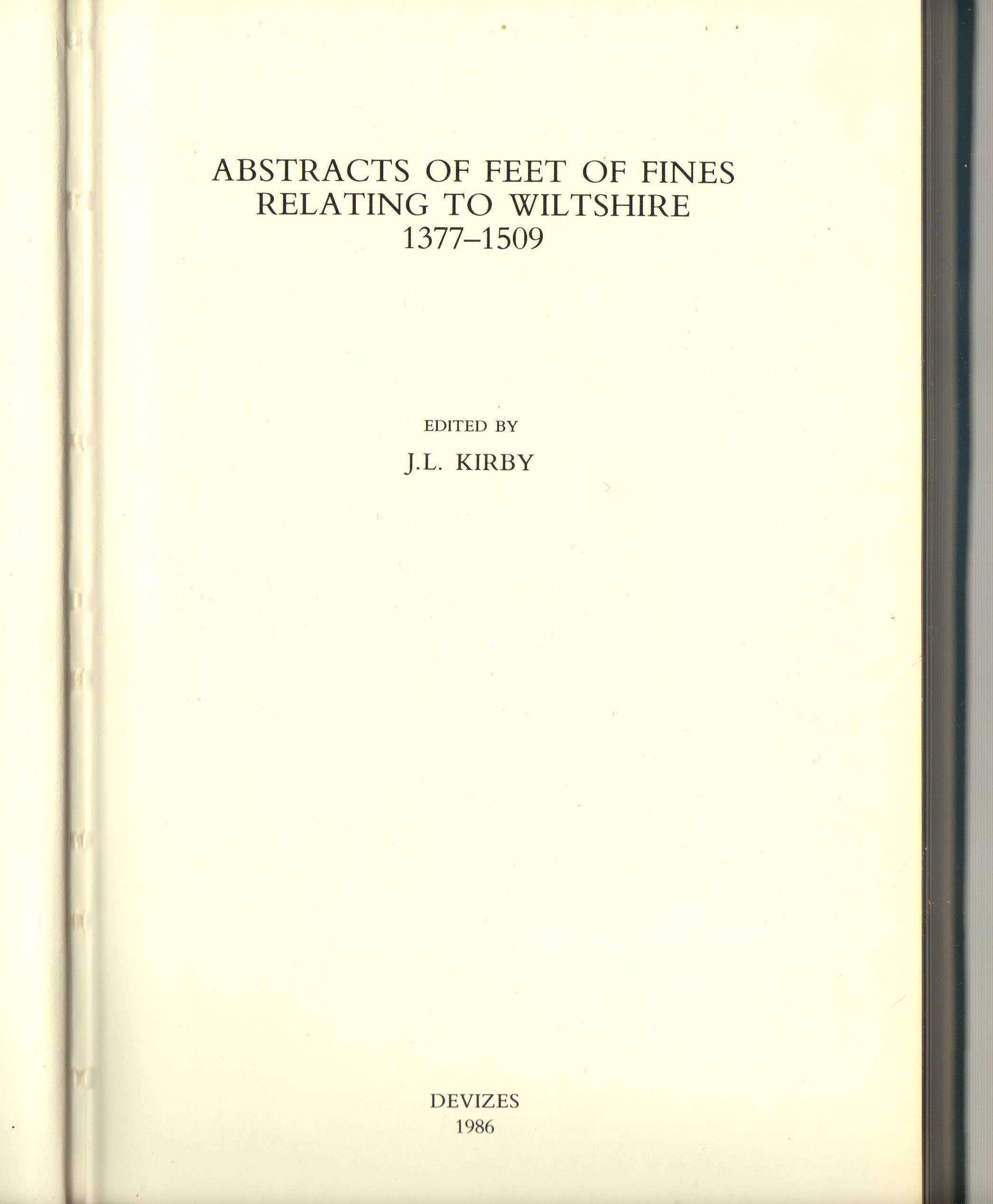 Abstracts of Feet of Fines Relating to Wiltshire, 1377-1509 Law