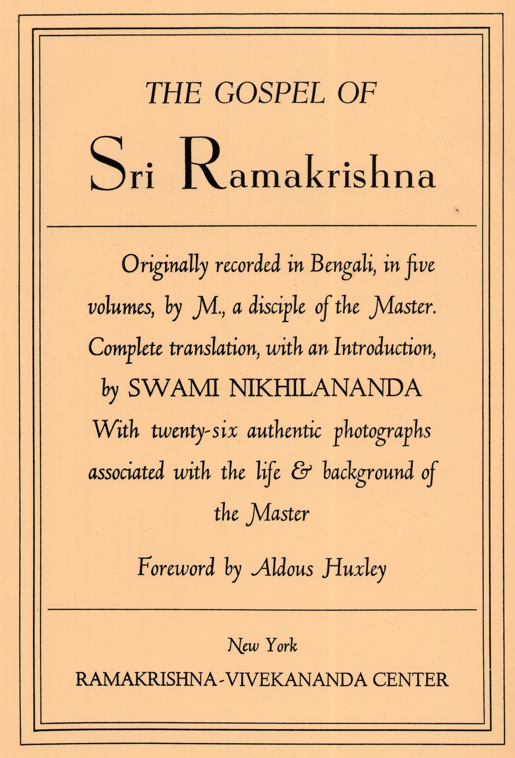The Gospel of Sri Ramakrishna Politics & Society
