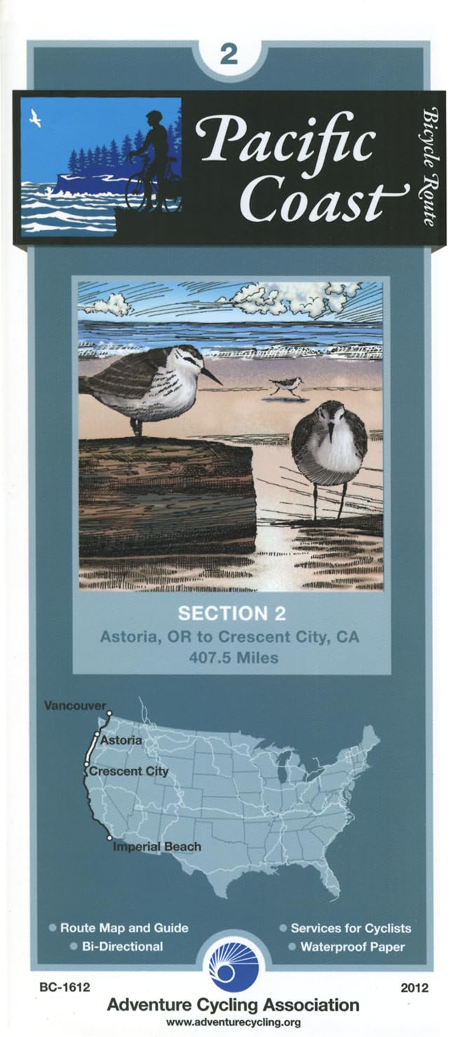 Pacific Coast Bicycle Route - 2: Astoria, Oregon - Crescent City, California - 408 Miles Maps & Plans