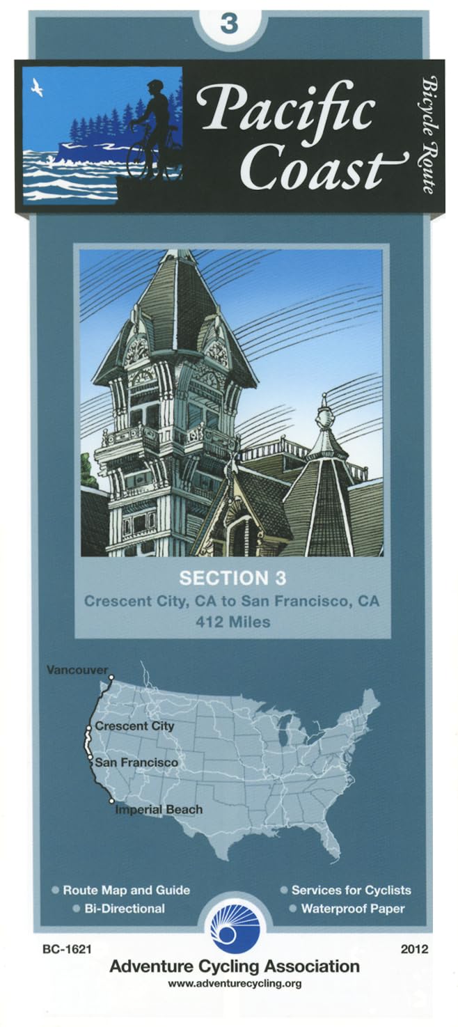Pacific Coast Bicycle Route: Crescent City, California - San Francisco, California - 412 Miles (3) Maps & Plans