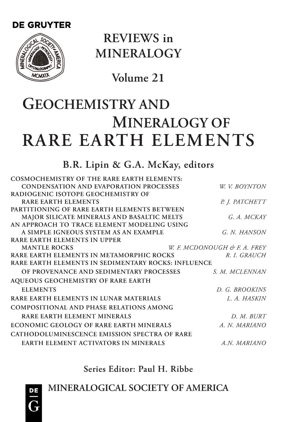 Geochemistry and Mineralogy of Rare Earth Elements (021) book
