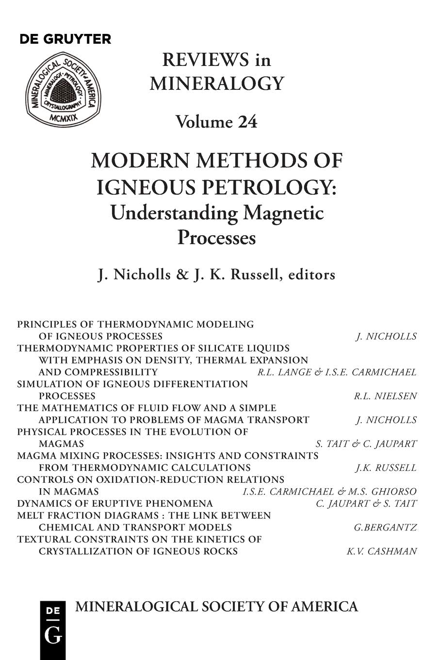 Modern Methods of Igneous Petrology: Understanding Magmatic Processes (24) book