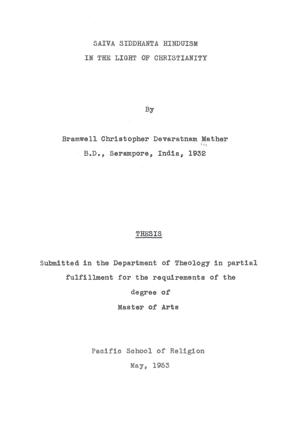 Saiva Siddhanta Hinduism in the Light of Christianity Religion & Esotericism