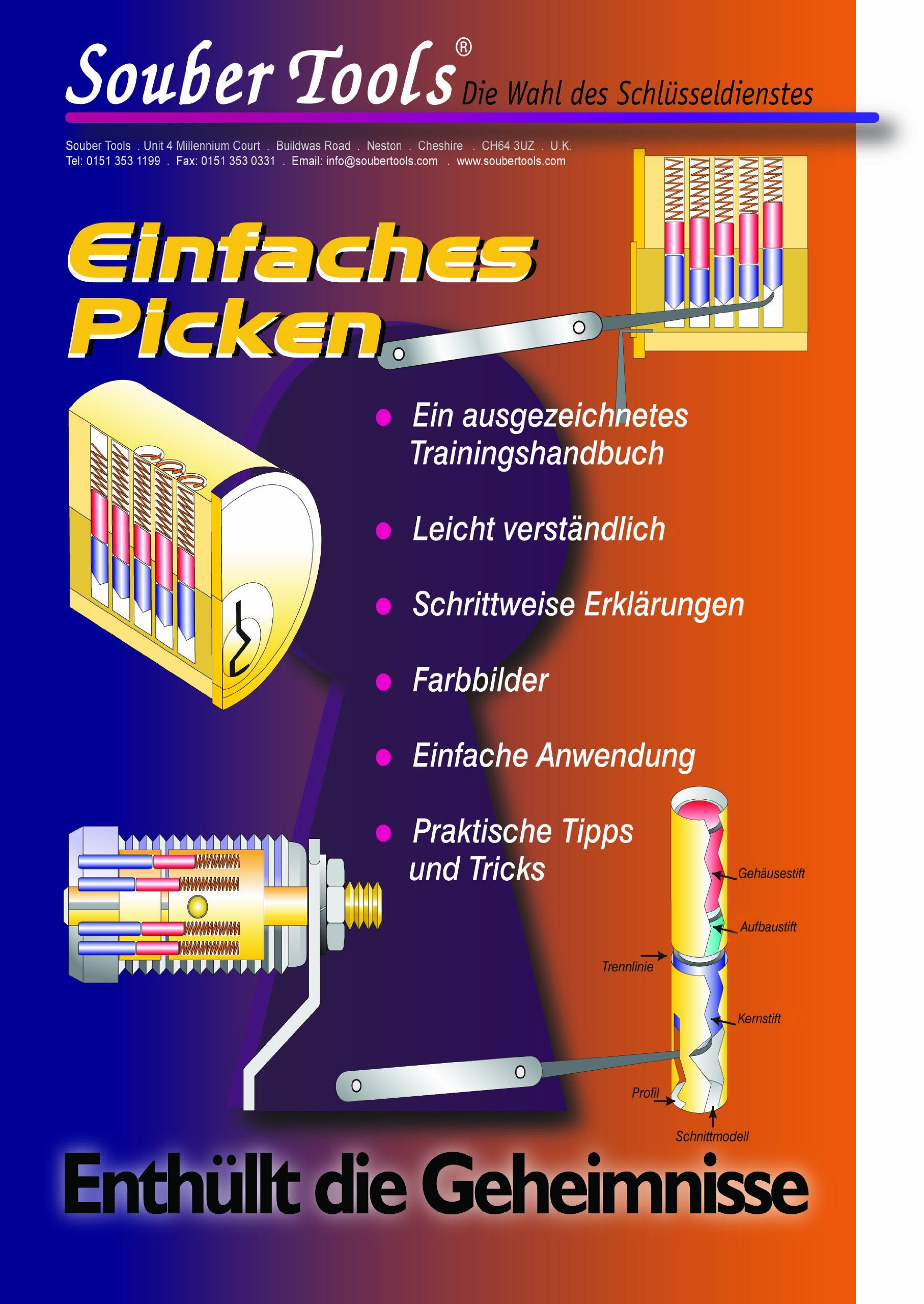 Illustriertes Buch "Einfaches Picken" - Deutsche Version - Die Einführung in die Methoden des Lockpickens Study Guides