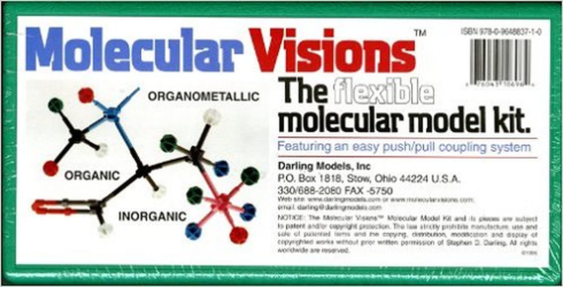 Molecular Visions (Organic, Inorganic, Organometallic) Molecular Model Kit #1 by Darling Models to accompany Organic Chemistry Learning & Reference