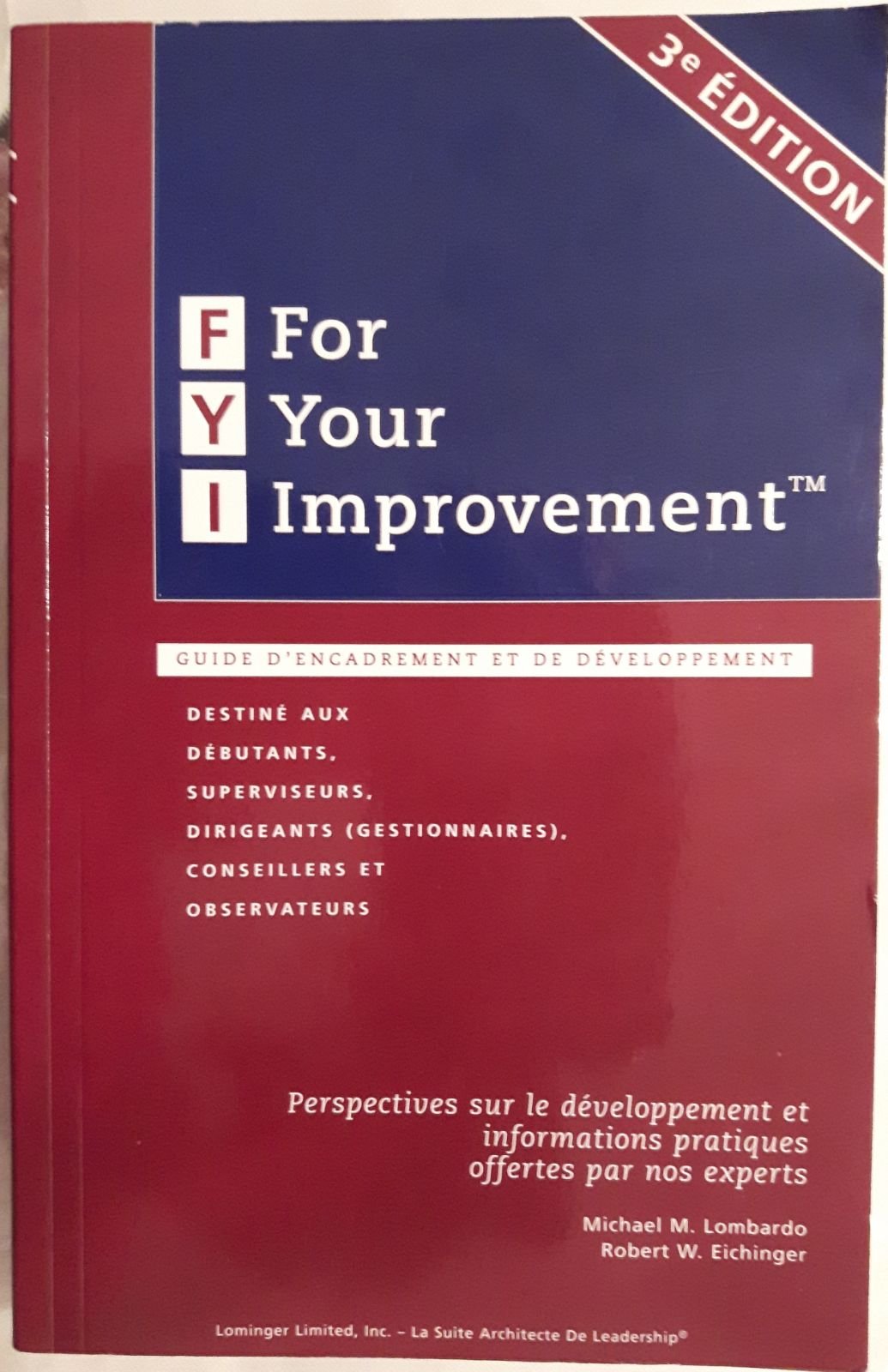 For your improvement : guide d'encadrement et de développement book