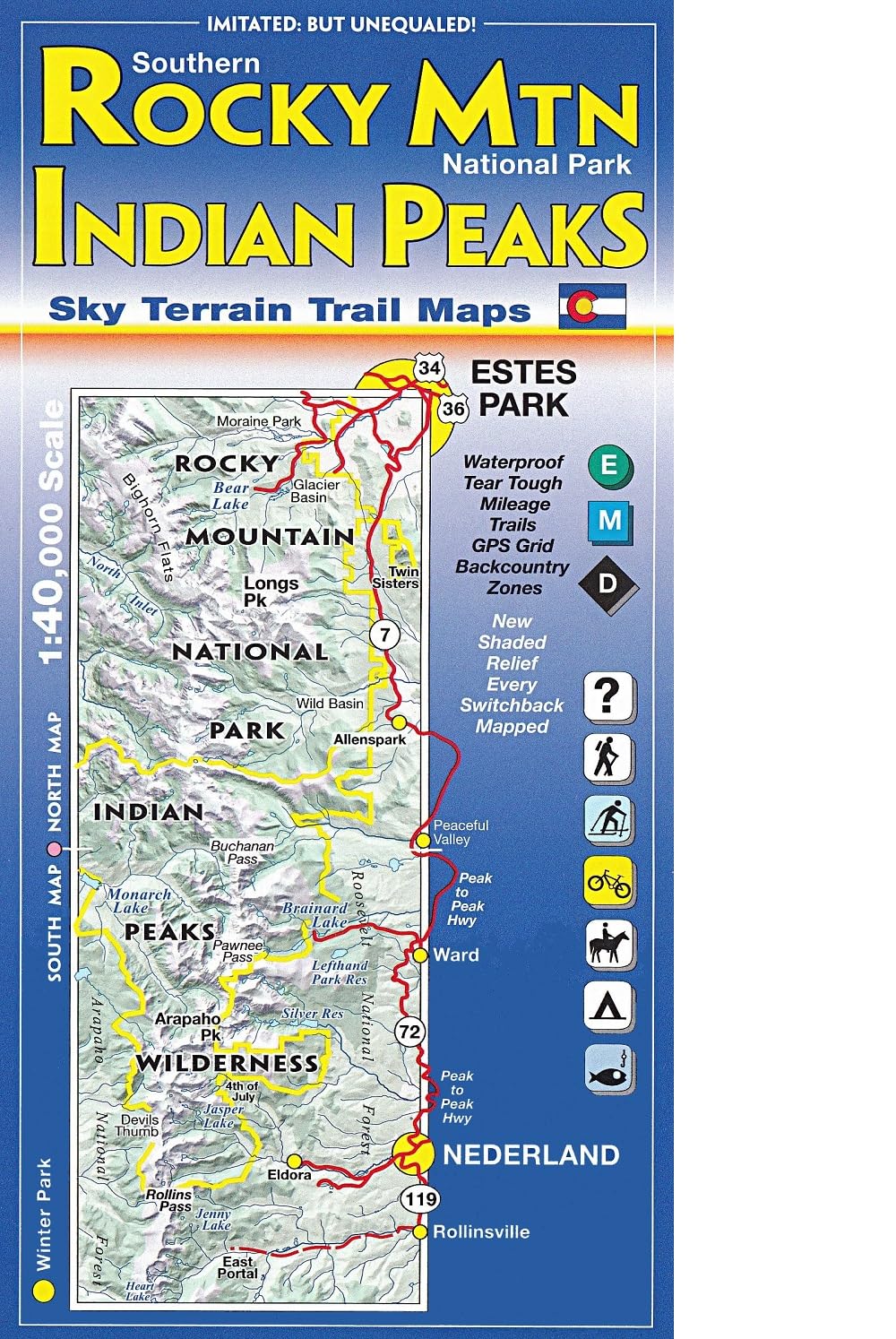 Southern Rocky Mountain National Park & Indian Peaks Wilderness Trail Map, 4th Edition Reference Books