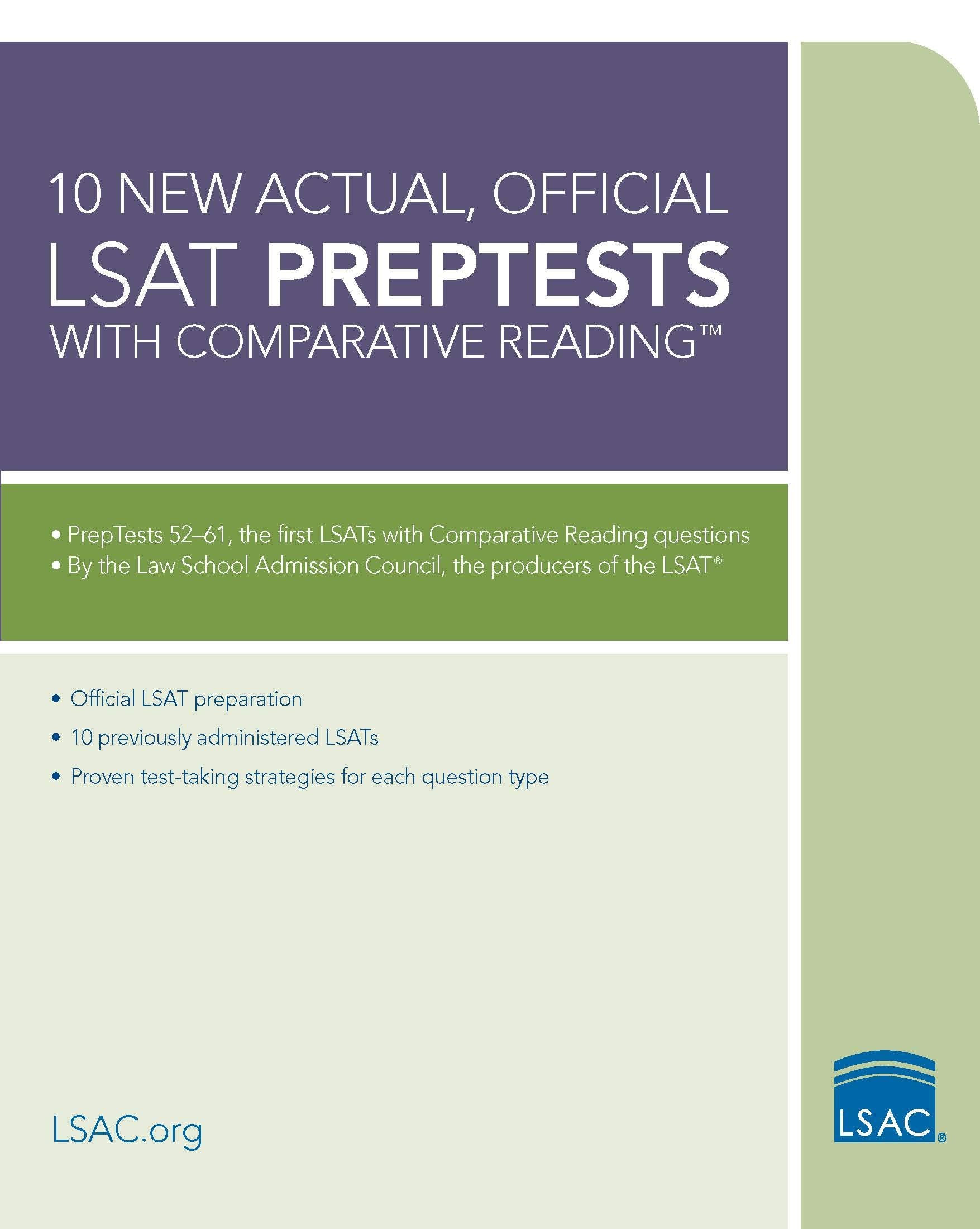 10 New Actual, Official LSAT Preptests with Comparative Reading Law
