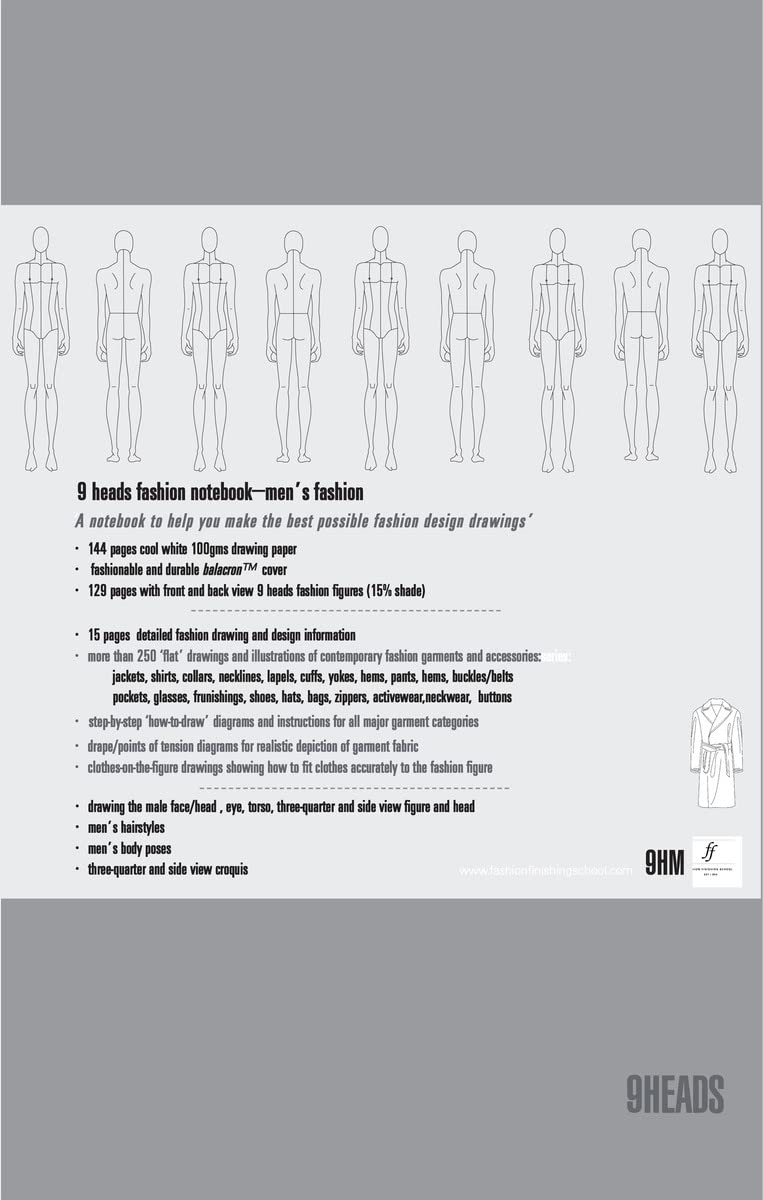 9 Heads Fashion Notebook: Men's Fashion book