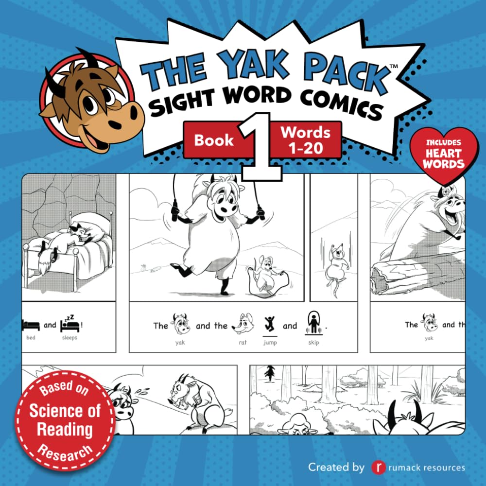 The Yak Pack: Sight Word Stories: Book 1: Comic Books to Practice Reading Dolch Sight Words (1-20) book