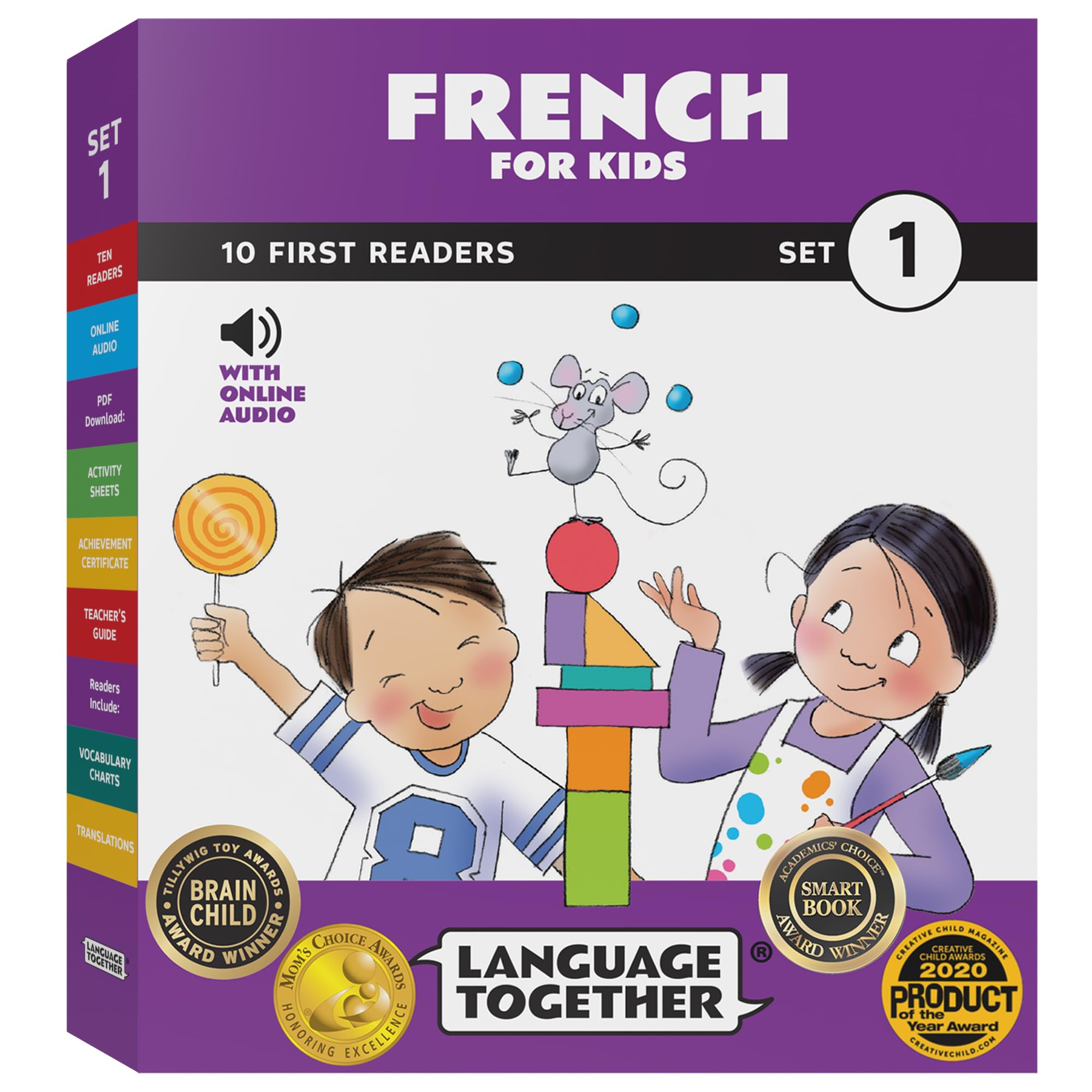 French for Kids: 10 First Reader Books with Online Audio and 100 Vocabulary Words (Beginning to Learn French) Set 1 by Language Together Reference Books