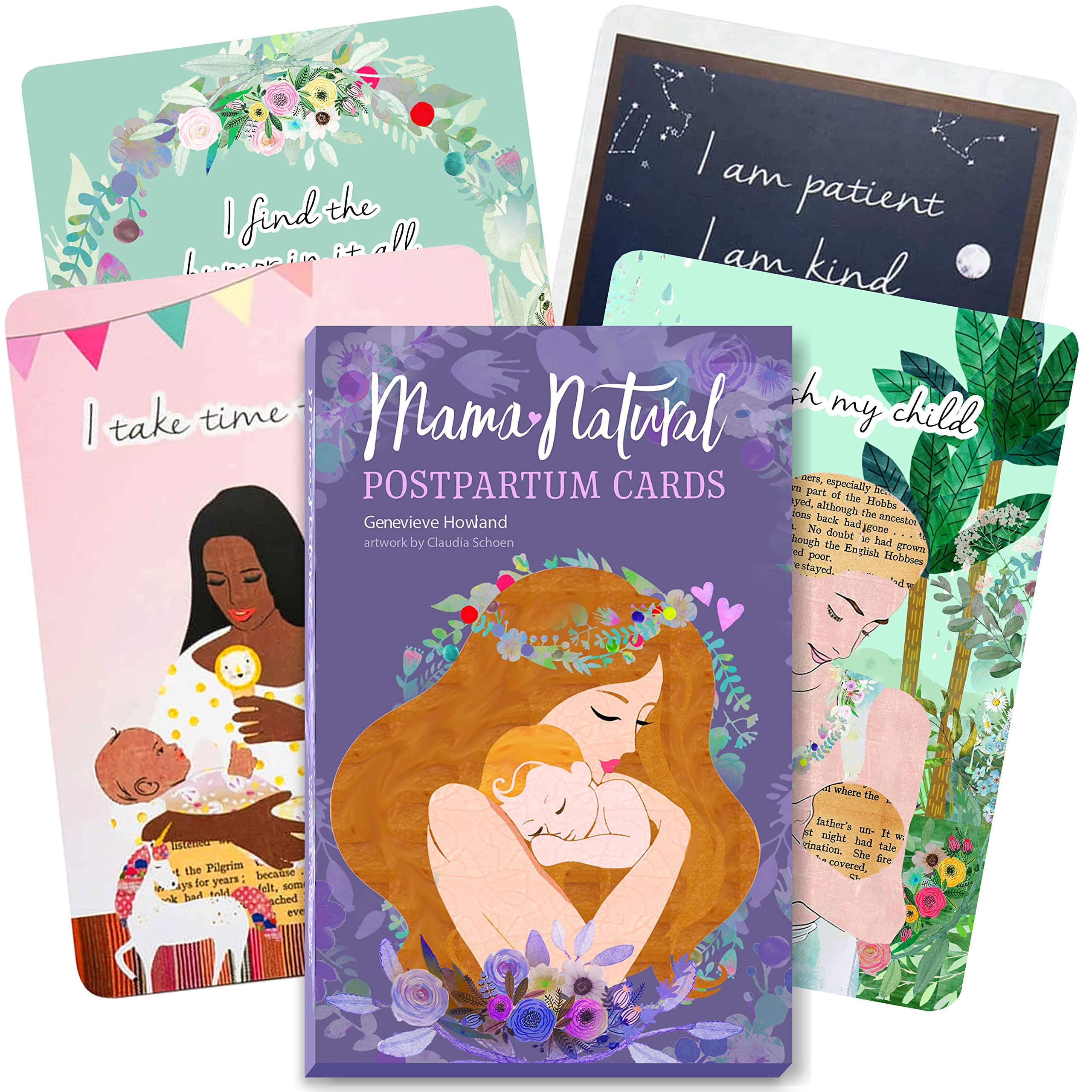 Mama Natural Postpartum Affirmation Cards for Women - 50 Uplifting and Vibrant Mama Natural Cards to Support New Moms After Birth | Affirmations Cards - Gifts for New Mom - Postpartum Gifts for Mom Books
