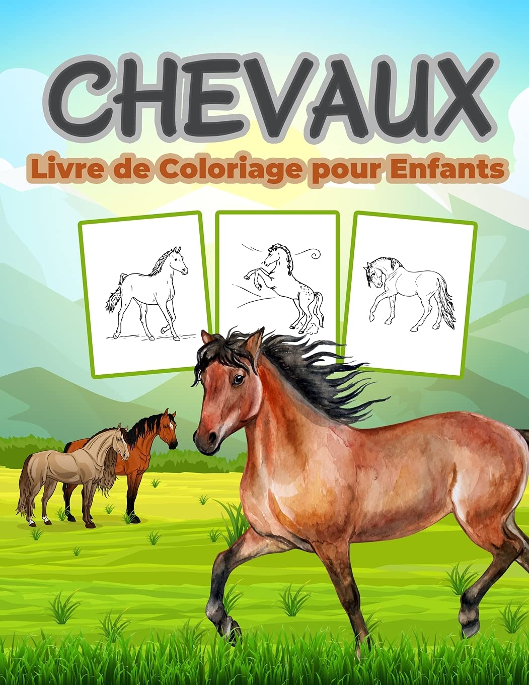 Chevaux Livre de Coloriage pour Enfants: Un grand livre sur les chevaux pour les garçons, les filles et les enfants. Cadeau idéal pour les tout-petits ... la vie des chevaux et jouer avec eux Tiptoi & Games