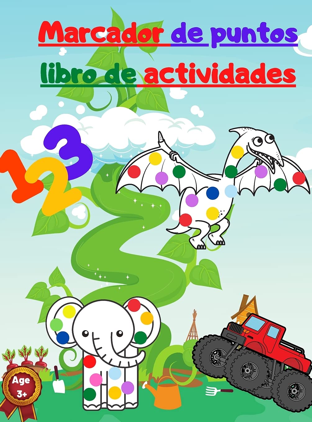 Marcador de puntos libro de actividades: Con Mighty Trucks - Dinosaurios - Animales y Números book