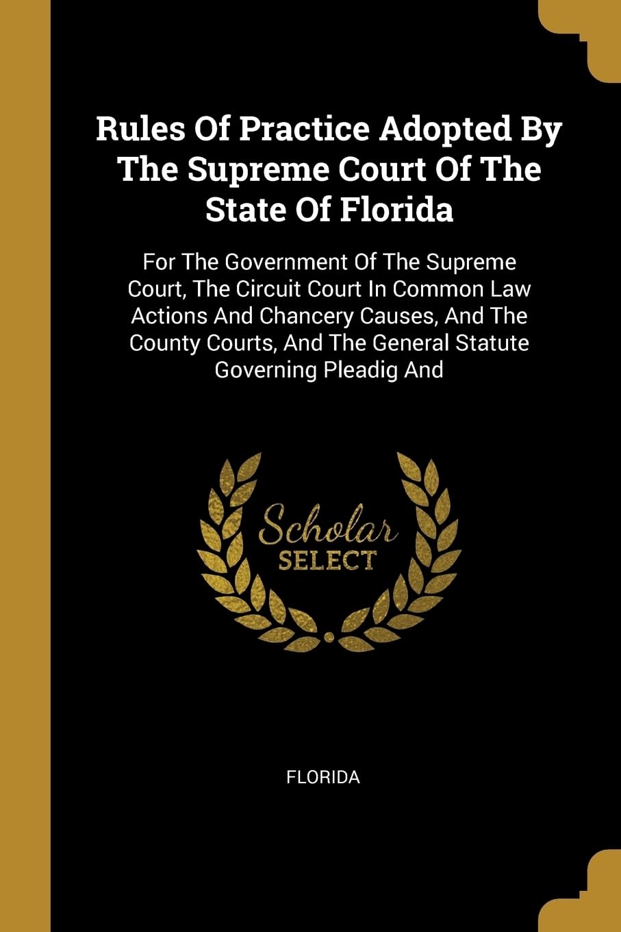 Rules Of Practice Adopted By The Supreme Court Of The State Of Florida: For The Government Of The Supreme Court, The Circuit Court In Common Law ... And The General Statute Governing Pleadig And Politics & History