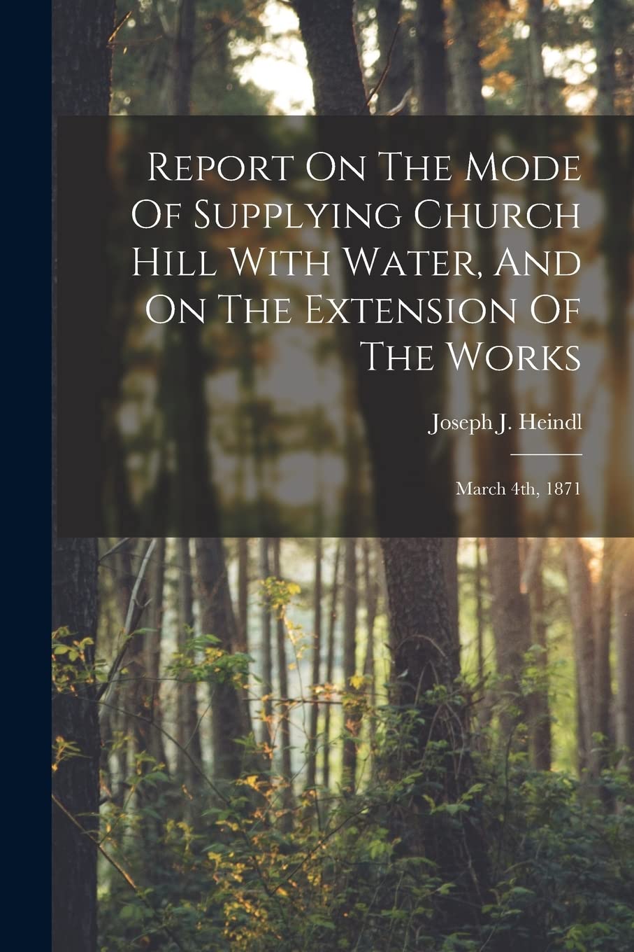 Report On The Mode Of Supplying Church Hill With Water, And On The Extension Of The Works: March 4th, 1871 Business & Technology