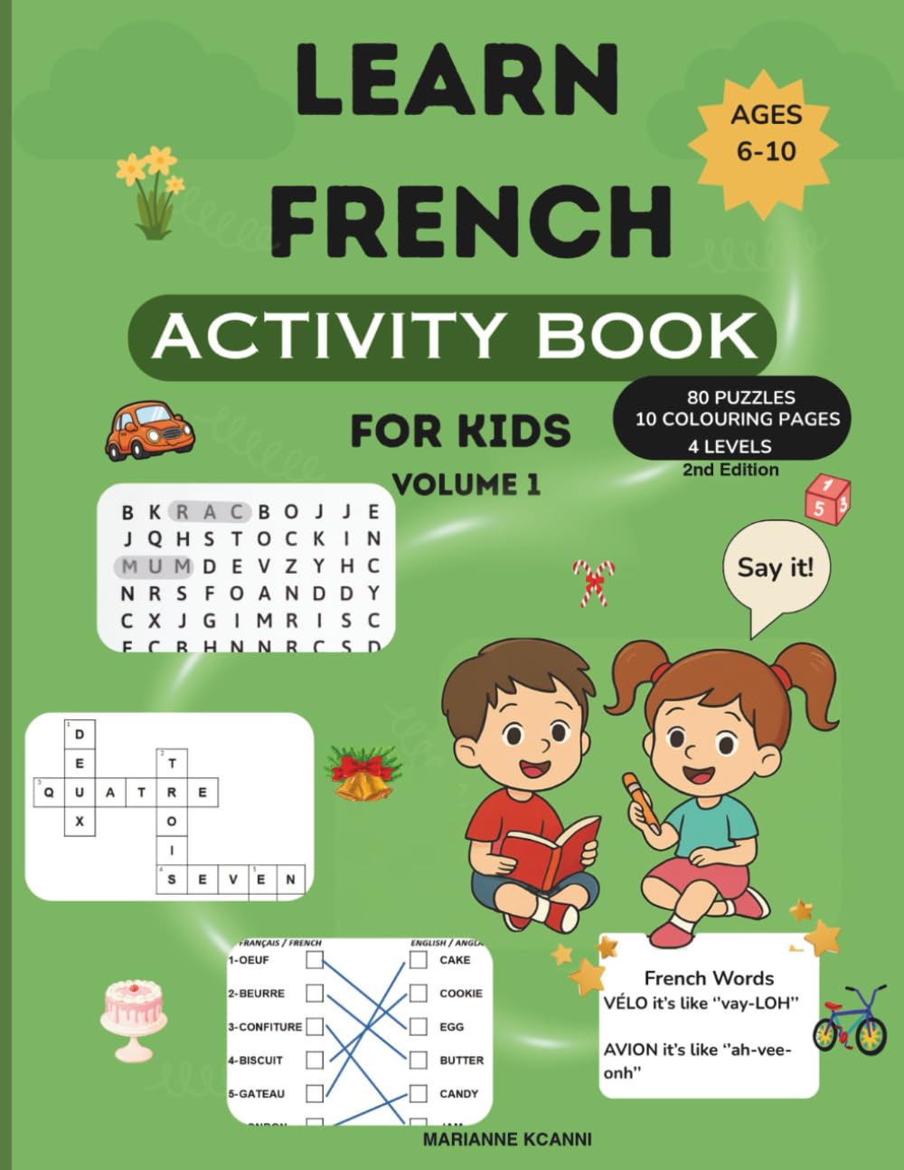 LEARN FRENCH ACTIVITY BOOK FOR KIDS VOLUME 1: Fun Bilingual Puzzles, Crosswords, Word Searches, Pronunciation Guide and Vocabulary Games for Kids Learning French and English Ages 6–10 Tiptoi & Games