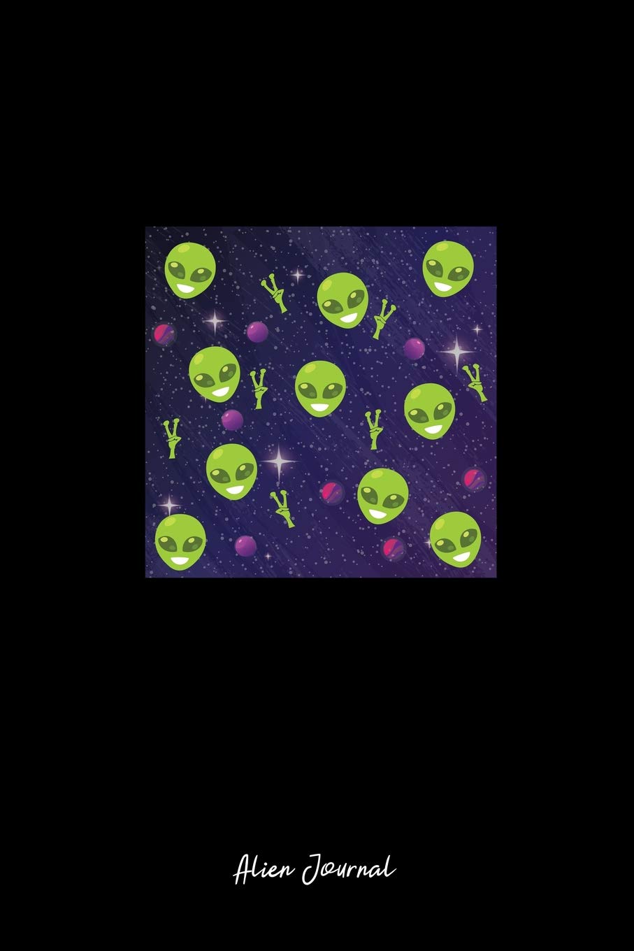 Alien Journal: Dot Grid Journal - Alien Head Pattern Purple Cool Fun-ny UFO Galaxy Space Gift - Black Dotted Diary, Planner, Gratitude, Writing, Travel, Goal, Bullet Notebook - 6x9 120 pages Books