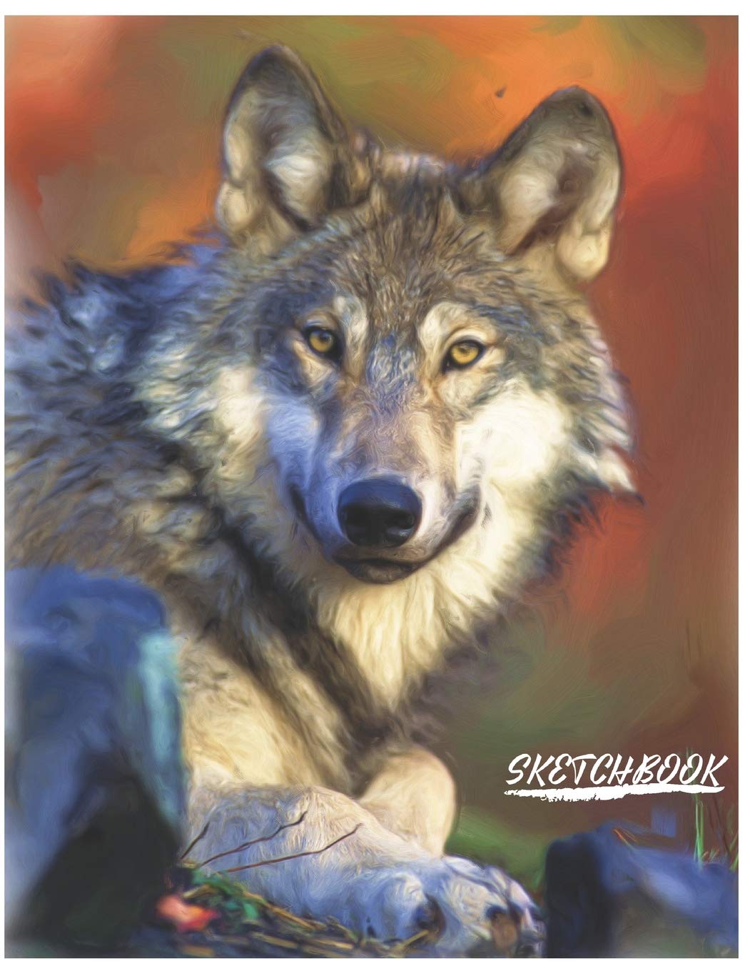Sketchbook: Cute Wolf Sketchbook for Adults/Children Animals Lovers to Sketching, Whiting, Drawing, Journaling and Doodling, (8.5x11x Inch. ... 120 Blank Pages (RED&GREY&WHITE&BLUE Pattern) book