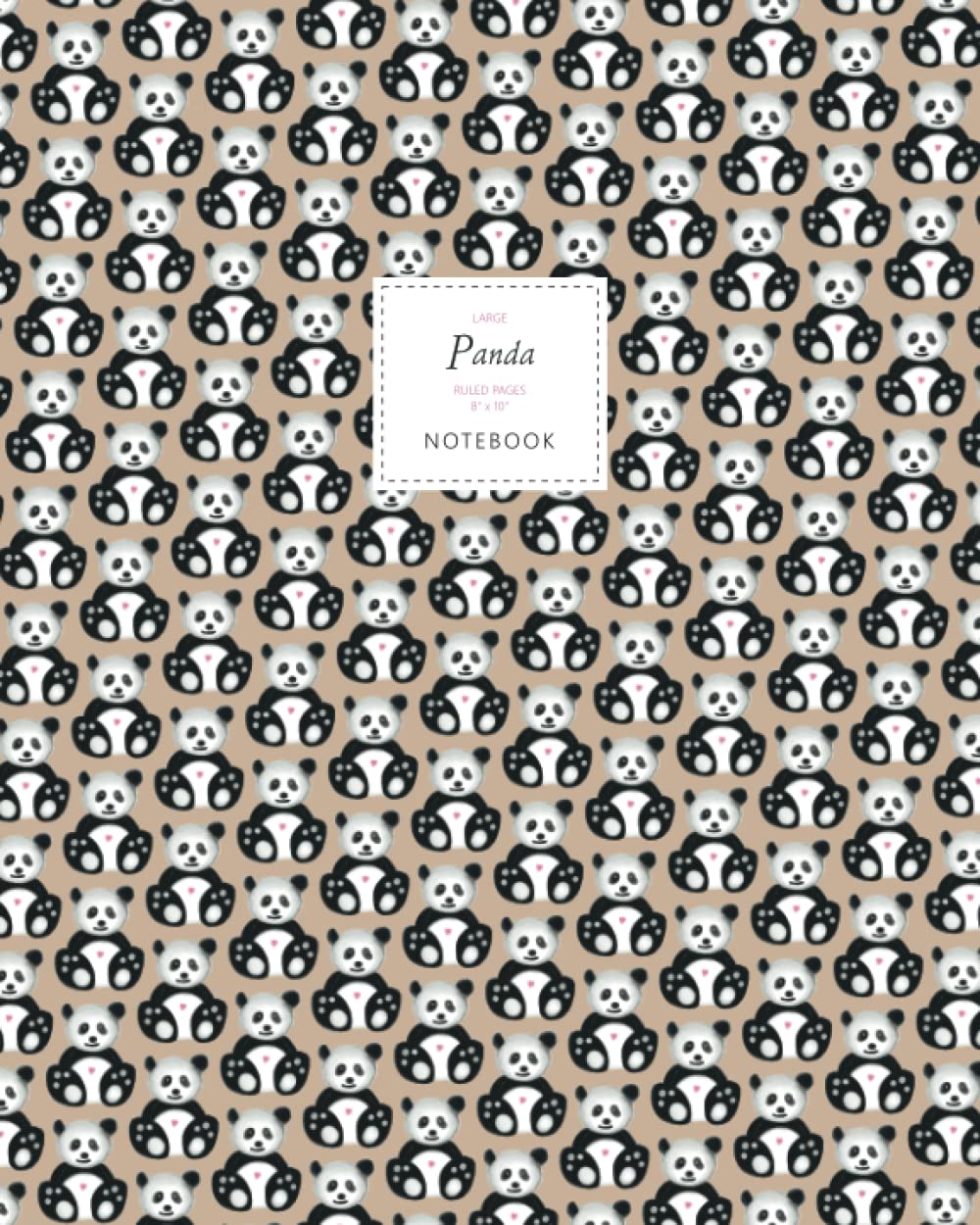 Panda Notebook - Ruled Pages - 8x10 - Premium Notizbuch (Brown) Stationery